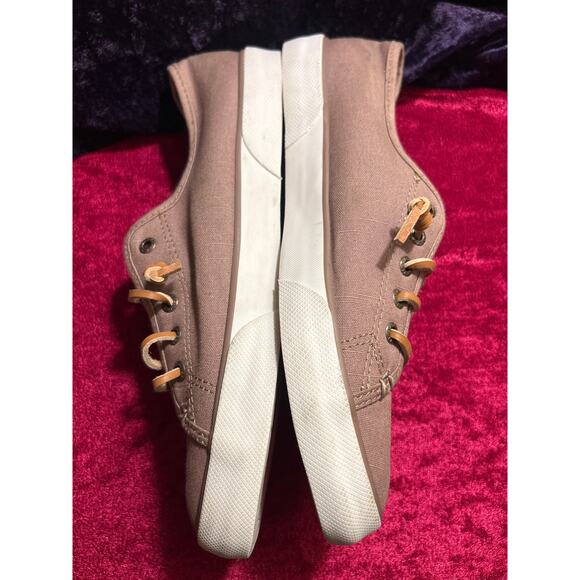 Sperry Top-Sider Sneaker Shoes Taupe Sz 8, Leather Lace Slip on Memory Foam - Picture 5 of 9